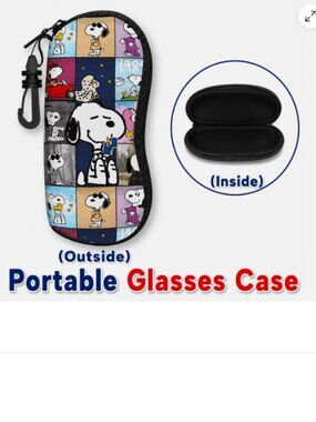 Portable Snoopys Cartoon Friend Glasses Case Soft Protector Sunglasses Storage